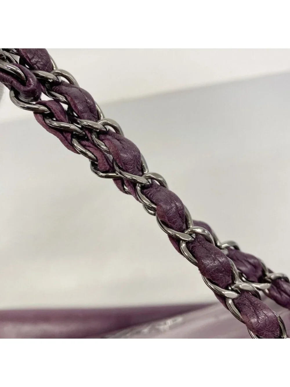 Chanel Shoulder Bag Lambskin Purple Silver